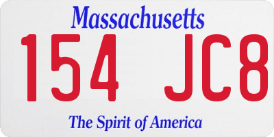MA license plate 154JC8