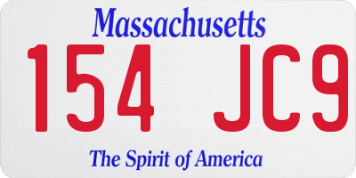 MA license plate 154JC9