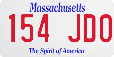 MA license plate 154JD0