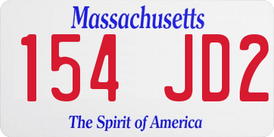MA license plate 154JD2