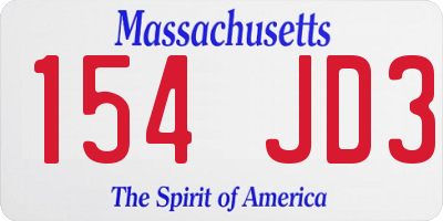 MA license plate 154JD3