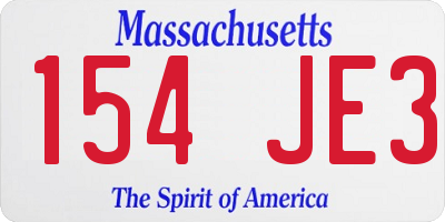 MA license plate 154JE3