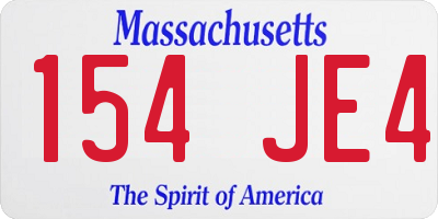 MA license plate 154JE4