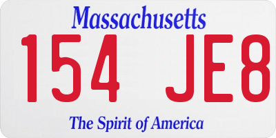 MA license plate 154JE8