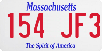 MA license plate 154JF3