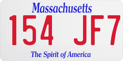 MA license plate 154JF7