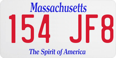 MA license plate 154JF8