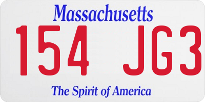 MA license plate 154JG3