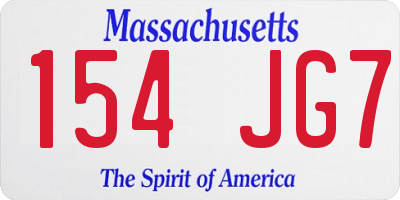 MA license plate 154JG7