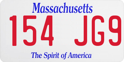 MA license plate 154JG9