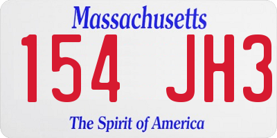 MA license plate 154JH3