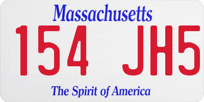 MA license plate 154JH5