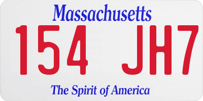 MA license plate 154JH7