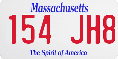 MA license plate 154JH8