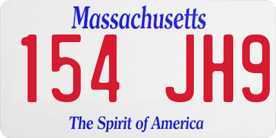 MA license plate 154JH9