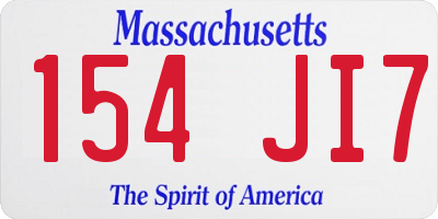 MA license plate 154JI7