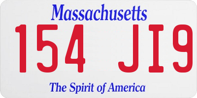 MA license plate 154JI9