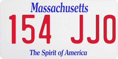 MA license plate 154JJ0