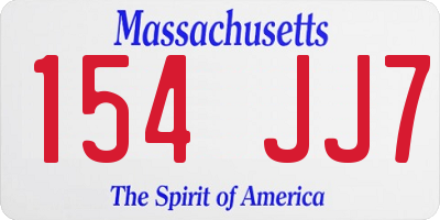MA license plate 154JJ7