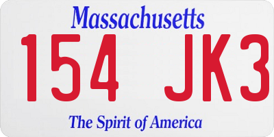 MA license plate 154JK3