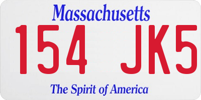 MA license plate 154JK5