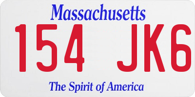 MA license plate 154JK6