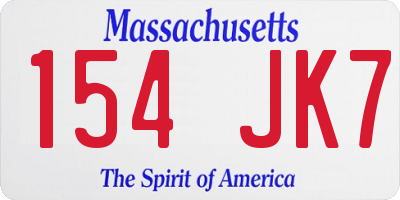 MA license plate 154JK7