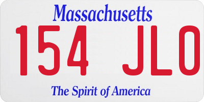 MA license plate 154JL0