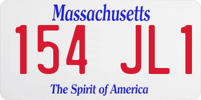 MA license plate 154JL1