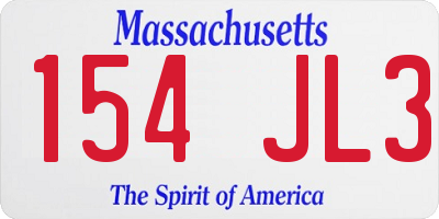 MA license plate 154JL3