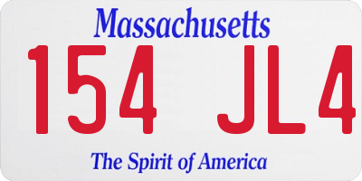 MA license plate 154JL4