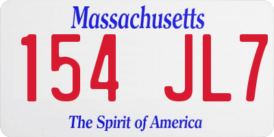 MA license plate 154JL7