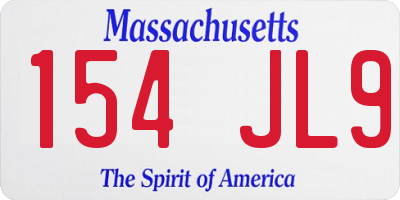 MA license plate 154JL9