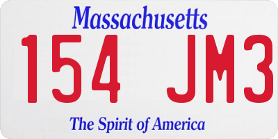 MA license plate 154JM3