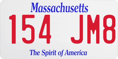 MA license plate 154JM8