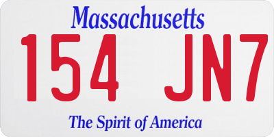 MA license plate 154JN7