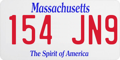 MA license plate 154JN9