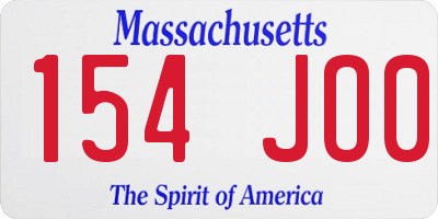 MA license plate 154JO0