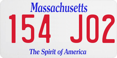 MA license plate 154JO2