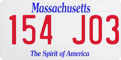 MA license plate 154JO3