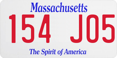 MA license plate 154JO5