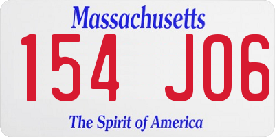 MA license plate 154JO6