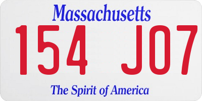 MA license plate 154JO7