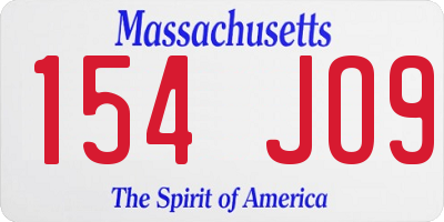 MA license plate 154JO9