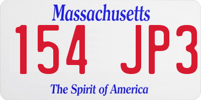 MA license plate 154JP3