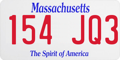 MA license plate 154JQ3