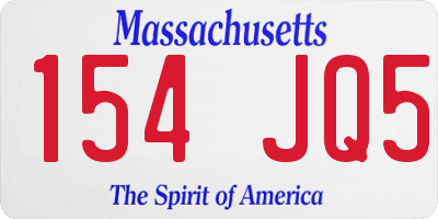 MA license plate 154JQ5