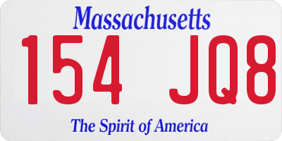 MA license plate 154JQ8