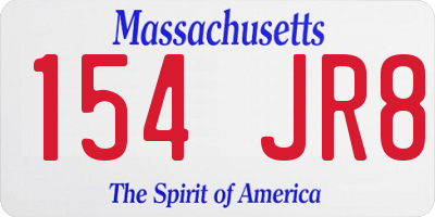 MA license plate 154JR8