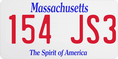 MA license plate 154JS3